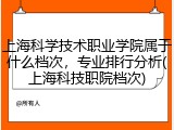 上海科学技术职业学院属于什么档次，专业排行分析(上海科技职院档次)