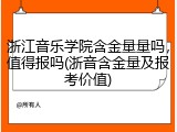浙江音乐学院含金量量吗，值得报吗(浙音含金量及报考价值)