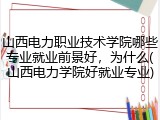 山西电力职业技术学院哪些专业就业前景好，为什么(山西电力学院好就业专业)