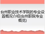 台州职业技术学院的专业设置概况介绍(台州职院专业概览)