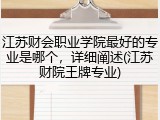 江苏财会职业学院最好的专业是哪个，详细阐述(江苏财院王牌专业)