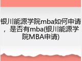 银川能源学院mba如何申请，是否有mba(银川能源学院MBA申请)