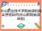 乐山职业技术学院就读的真实感觉如何(乐山职院就读体验)