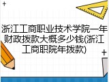浙江工商职业技术学院一年财政拨款大概多少钱(浙江工商职院年拨款)