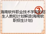 海南软件职业技术学院的招生人数和计划解读(海南软职招生计划)