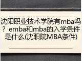 沈阳职业技术学院有mba吗？emba和mba的入学条件是什么(沈职院MBA条件)