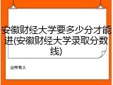 安徽财经大学要多少分才能进(安徽财经大学录取分数线)