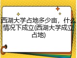 西湖大学占地多少亩，什么情况下成立(西湖大学成立占地)