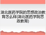 湖北医药学院的思想政治教育怎么样(湖北医药学院思政教育)
