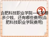 合肥科技职业学院一年学费多少钱，还有哪些费用(合肥科技职业学院费用)