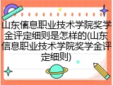 山东信息职业技术学院奖学金评定细则是怎样的(山东信息职业技术学院奖学金评定细则)