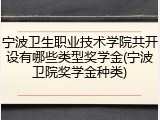 宁波卫生职业技术学院共开设有哪些类型奖学金(宁波卫院奖学金种类)