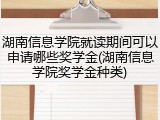 湖南信息学院就读期间可以申请哪些奖学金(湖南信息学院奖学金种类)