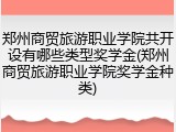 郑州商贸旅游职业学院共开设有哪些类型奖学金(郑州商贸旅游职业学院奖学金种类)
