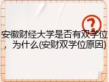 安徽财经大学是否有双学位，为什么(安财双学位原因)