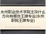 永州职业技术学院主攻什么方向有哪些王牌专业(永州职院王牌专业)