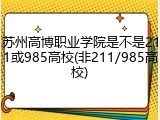 苏州高博职业学院是不是211或985高校(非211/985高校)