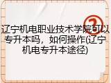 辽宁机电职业技术学院可以专升本吗，如何操作(辽宁机电专升本途径)