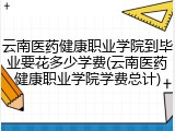 云南医药健康职业学院到毕业要花多少学费(云南医药健康职业学院学费总计)
