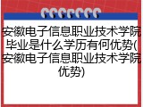 安徽电子信息职业技术学院毕业是什么学历有何优势(安徽电子信息职业技术学院优势)