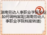 湖南劳动人事职业学院毕业如何调档案呢(湖南劳动人事职业学院档案转递)
