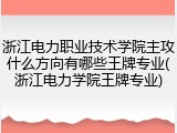 浙江电力职业技术学院主攻什么方向有哪些王牌专业(浙江电力学院王牌专业)