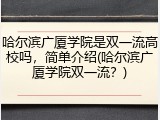 哈尔滨广厦学院是双一流高校吗，简单介绍(哈尔滨广厦学院双一流？)