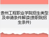 贵州工程职业学院招生类型及申请条件解读(贵职院招生条件)