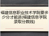 福建信息职业技术学院要多少分才能进(福建信息学院录取分数线)