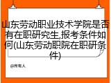 山东劳动职业技术学院是否有在职研究生,报考条件如何(山东劳动职院在职研条件)