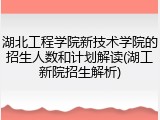 湖北工程学院新技术学院的招生人数和计划解读(湖工新院招生解析)