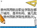 贵州民用航空职业学院在哪个城市，是本科吗，第几批(贵州民航学院性质批次)