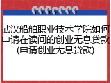 武汉船舶职业技术学院如何申请在读间的创业无息贷款(申请创业无息贷款)