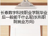 长春数字科技职业学院毕业后一般能干什么呢(长科职院就业方向)