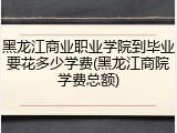 黑龙江商业职业学院到毕业要花多少学费(黑龙江商院学费总额)