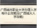 广西城市职业大学办理入学有什么攻略没(广西城大入学攻略)
