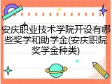 安庆职业技术学院开设有哪些奖学和助学金(安庆职院奖学金种类)
