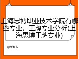 上海思博职业技术学院有哪些专业，王牌专业分析(上海思博王牌专业)