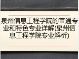 泉州信息工程学院的普通专业和特色专业详解(泉州信息工程学院专业解析)
