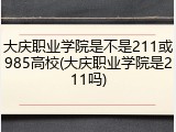 大庆职业学院是不是211或985高校(大庆职业学院是211吗)