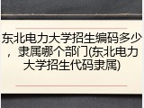 东北电力大学招生编码多少，隶属哪个部门(东北电力大学招生代码隶属)