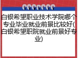 白银希望职业技术学院哪个专业毕业就业前景比较好(白银希望职院就业前景好专业)