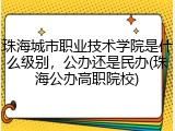 珠海城市职业技术学院是什么级别，公办还是民办(珠海公办高职院校)