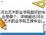 河北艺术职业学院最好的专业是哪个，详细阐述(河北艺术职业学院王牌专业)