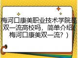 梅河口康美职业技术学院是双一流高校吗，简单介绍(梅河口康美双一流？)