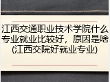 江西交通职业技术学院什么专业就业比较好，原因是啥(江西交院好就业专业)
