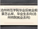 沧州师范学院毕业后就业前景怎么样，毕业生去向(沧州师院就业去向)
