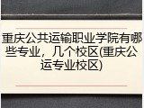 重庆公共运输职业学院有哪些专业，几个校区(重庆公运专业校区)