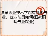 酒泉职业技术学院有哪些专业，就业前景如何(酒泉职院专业就业)