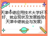 天津中德应用技术大学好不好，就业现状及发展趋势(天津中德就业与发展)